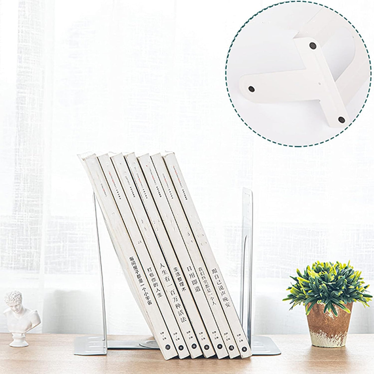 Metal Bookends for Home Office, Book Shelf Holder Home Decorative