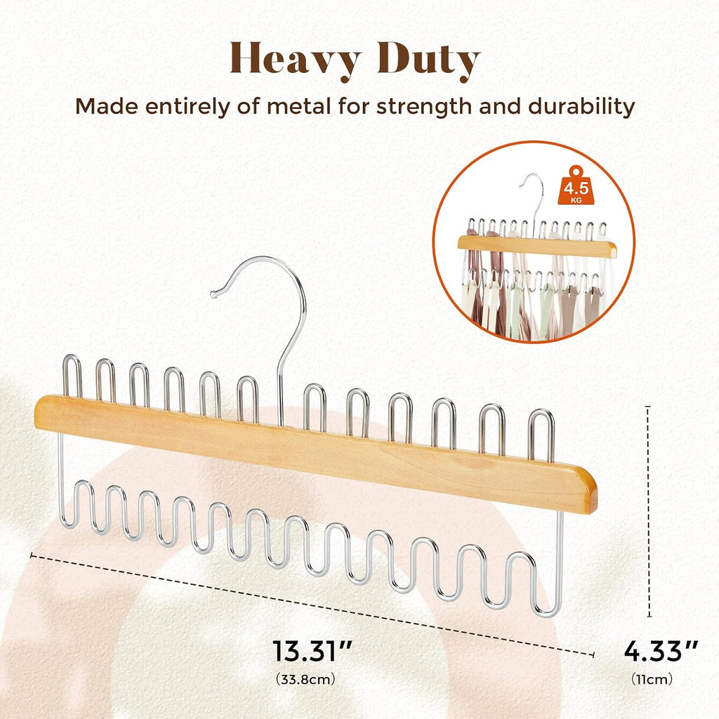 HOUSE DAY Closet Organizers and Storage, Tank Top Hangers, Rotatable Bra Organzier for Closet, Max 48 Storage Capacity Sport Bra Holder, Wood Space Saving Hanger 2 Pack - Dorm Room Essentials