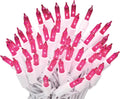 612 Vermont 100 Pink Incandescent Christmas Lights on a White Wire String