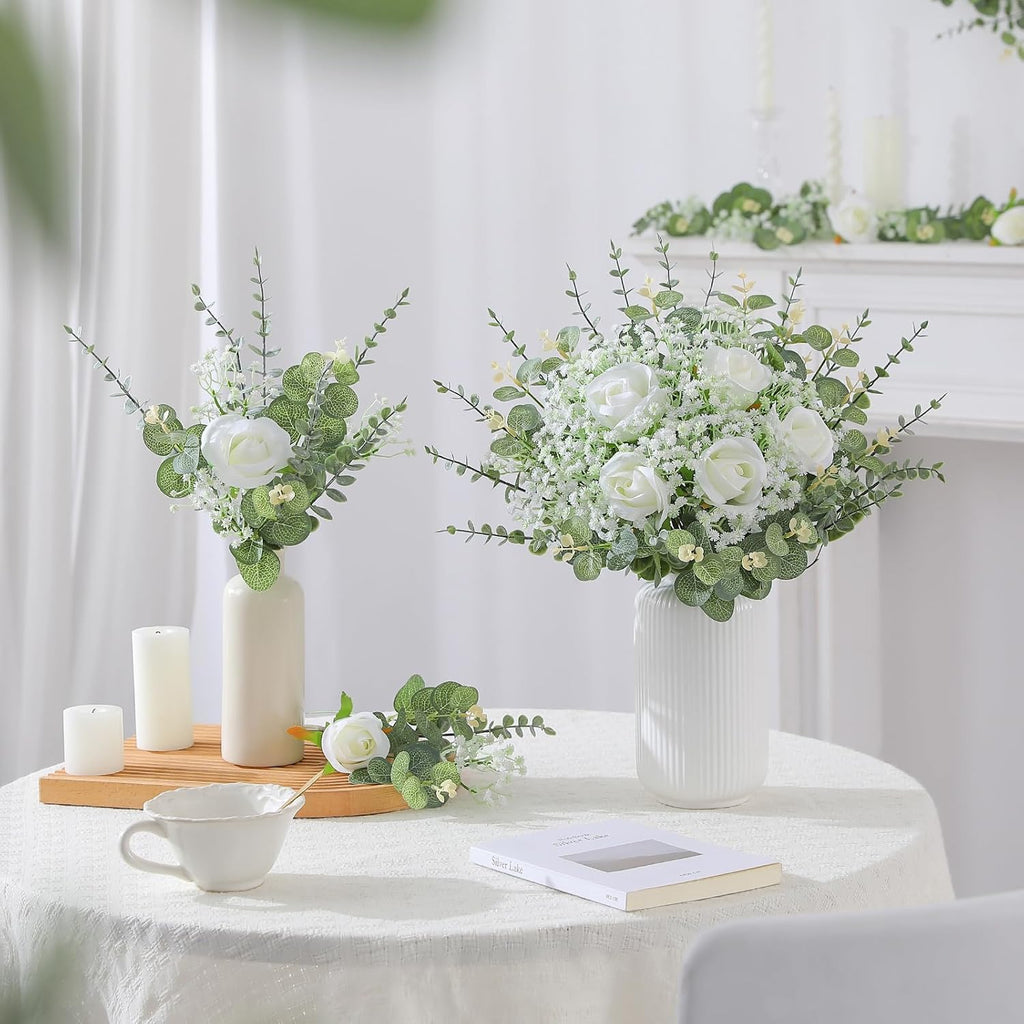 60 Pcs 4 Kinds Mixed Artificial Eucalyptus Greenery Stems Flowers Bulk