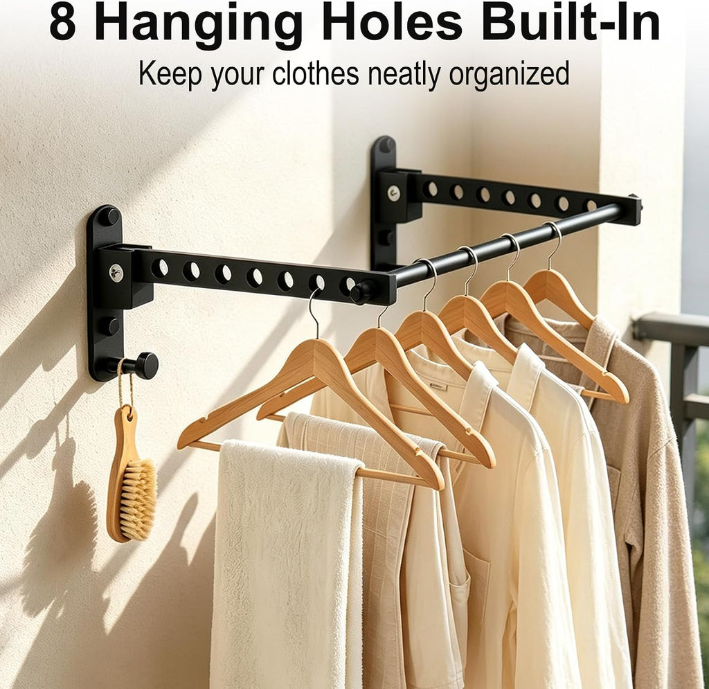 Wall Mounted Clothes Drying Rack, Space Saver, Easy Install, 2 Pcs