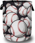 Baseball Softball Laundry Basket, Ball Laundry Hamper Collapsible Oxford Cloth with Handle Clothes Storage Bin for Bathroom Laundry Room Bedroom 15.7 X 20 Inch
