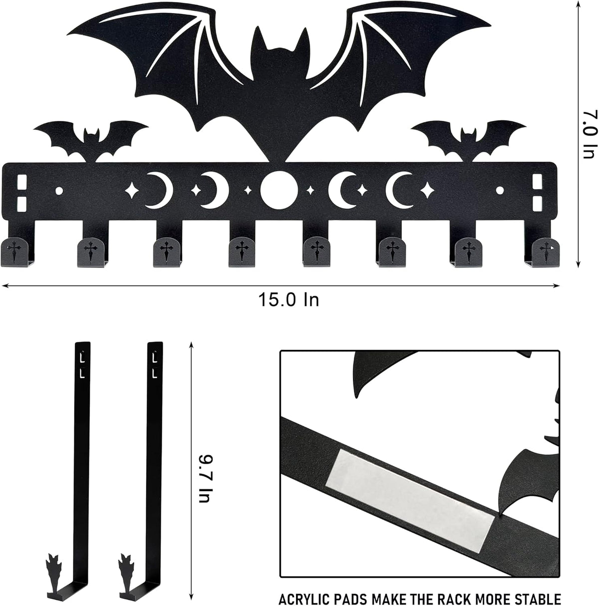Gothic Bat Over The Door Hooks Goth Bathroom Decor Organizer Halloween