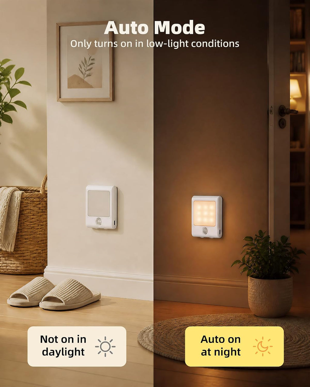 EZVALO Rechargeable Battery Night Light with Motion Sensor, Stick-On LED Stair Light with 3 Color Temps, Magnetic, Dimmable, Portable Mini Closet Lights for Staircase, Bathroom, Hallway (6 Pack)