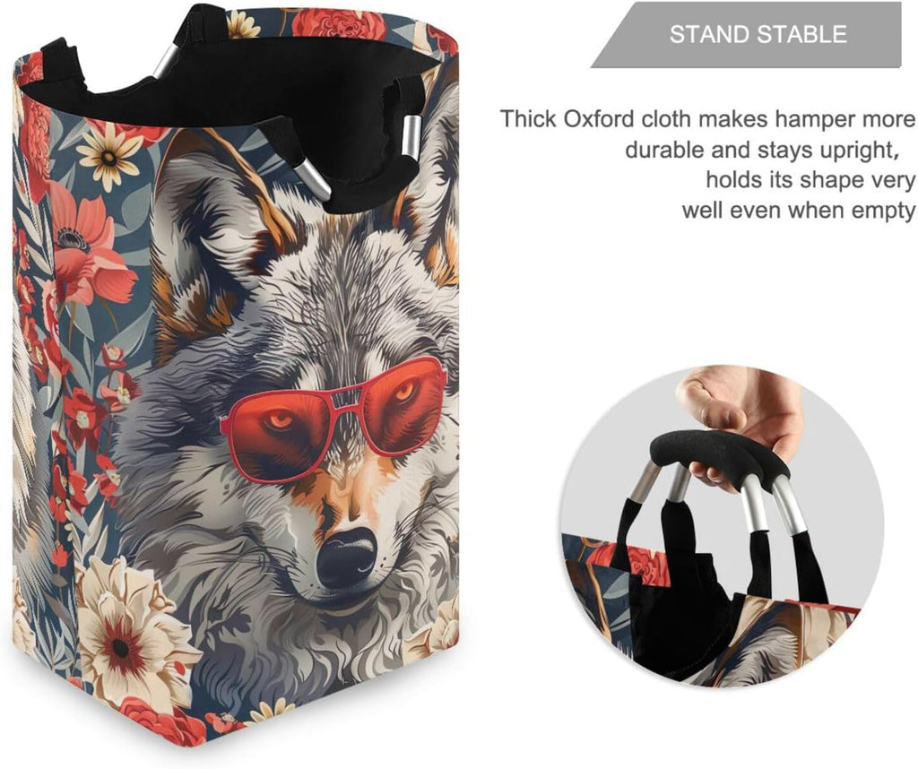 Nander Laundry Hamper Clothes Hamper Large Capacity Basket with Handles for Storage Clothes Toys in Bedroom, Bathroom, Foldable - Wolf