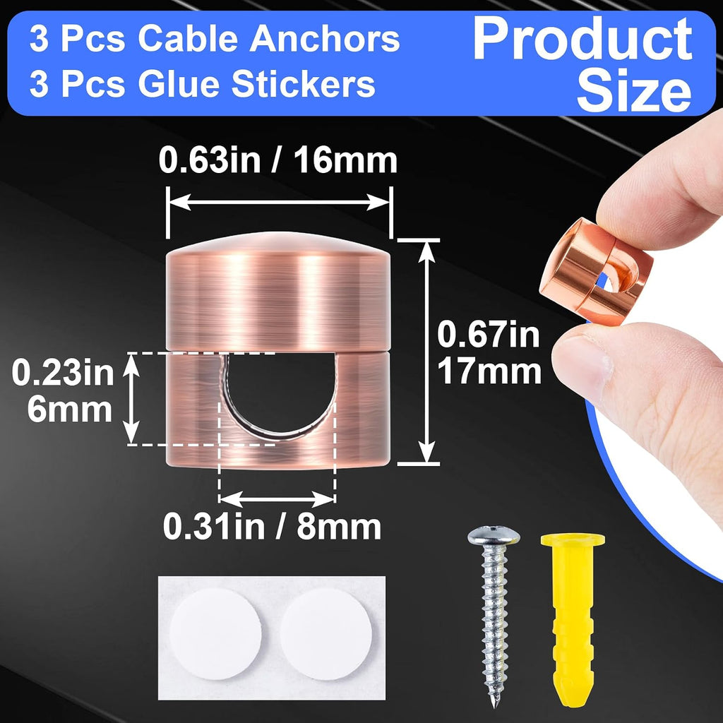 SmallCat 3 Sets Charger Holders for Cords, Cable Anchor Holders, 3 Colors