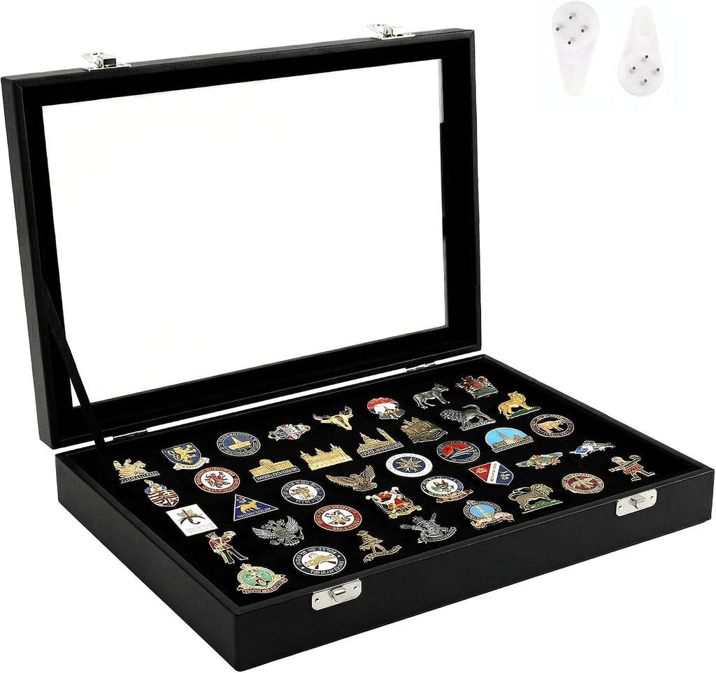 Wowagoga 11x8 Inch Dustproof Enamel Pin Display Case Shadow Box
