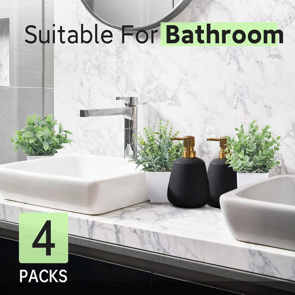 Der Rose 4 Pack 7" Mini Fake Plants, Artificial Plants for Bathroom Decor