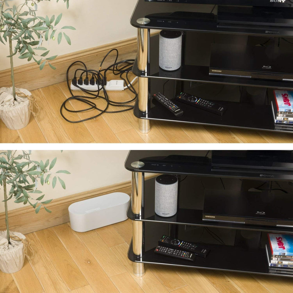 D-Line Cable Management Box (Small) & Small Cable Raceway Length 0.78" (W) x 0.39" (H) x 39" Length - White