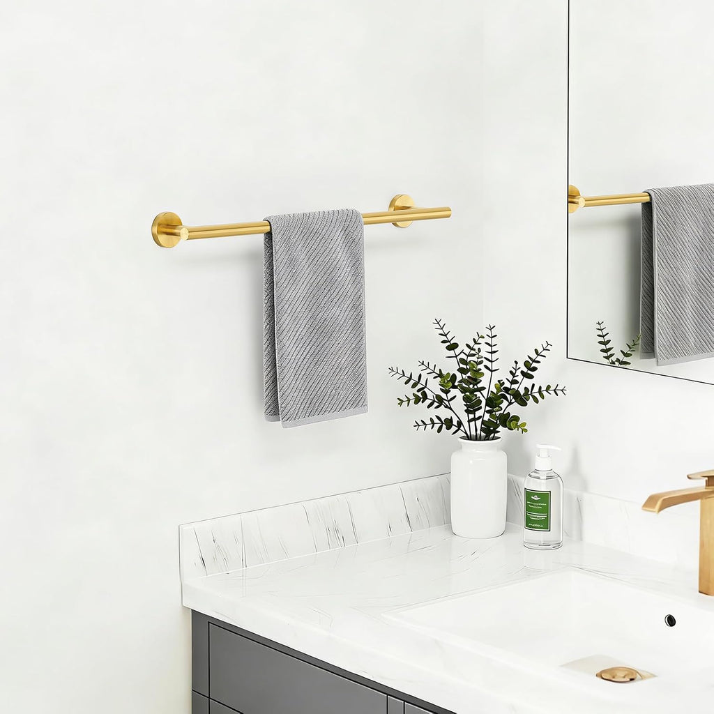 Brushed Gold Towel Bar, 18 Inch Towel Rack for Bathroom Wall-Mounted