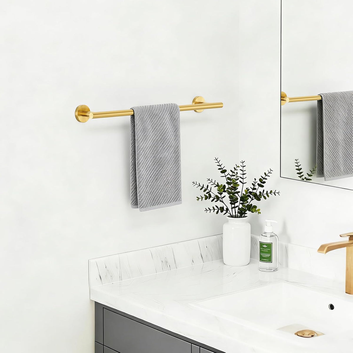 Brushed Gold Towel Bar, 18 Inch Towel Rack for Bathroom Wall-Mounted