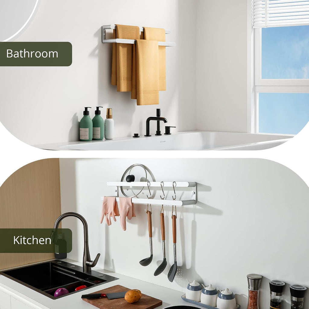 SAYAYO Double Towel Bar for Bathroom, 24 Inch Brushed Nickel Towel Rack