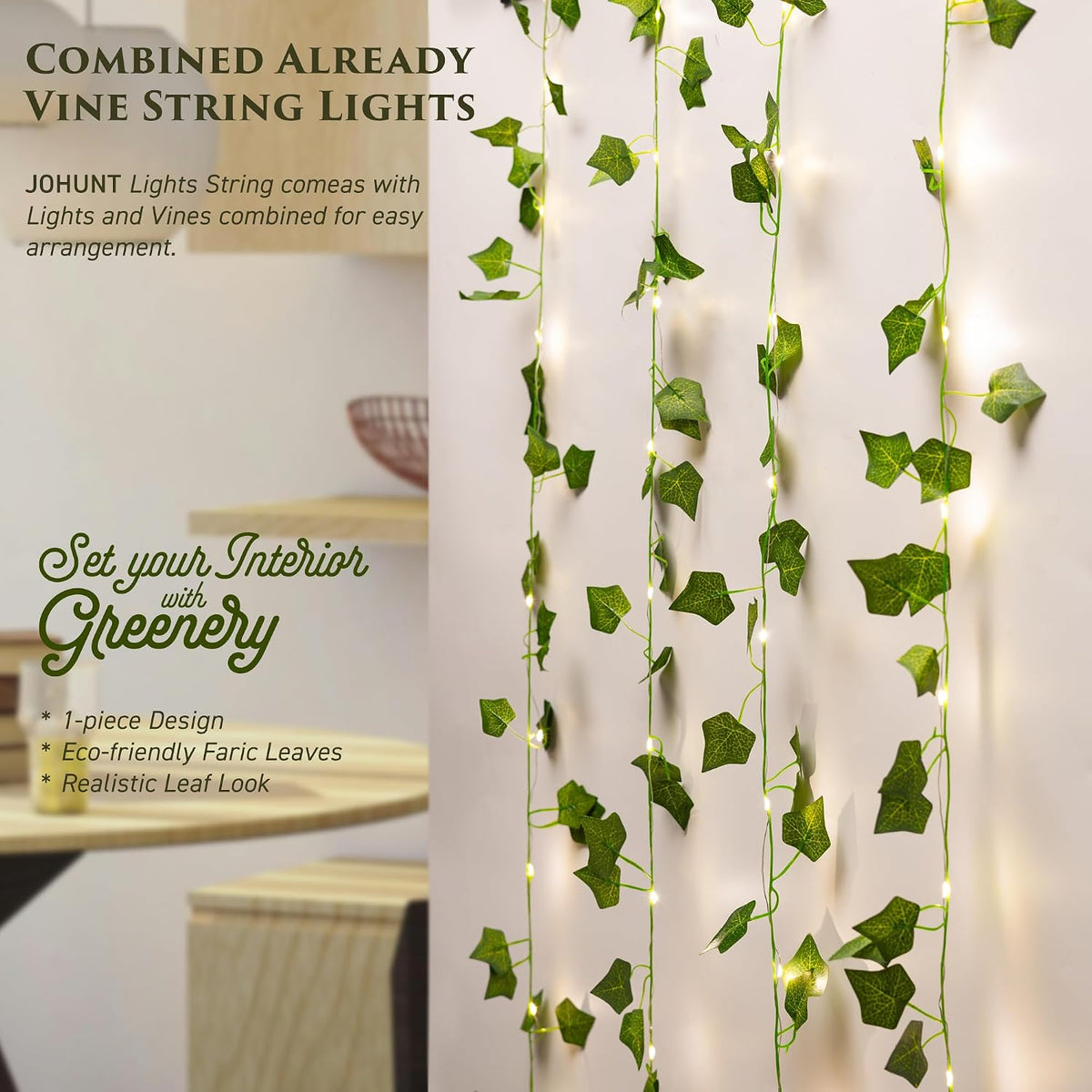 Vine Fairy Lights, 33FT 100 LED Vines String Lights, 8 Modes, 1 Pack
