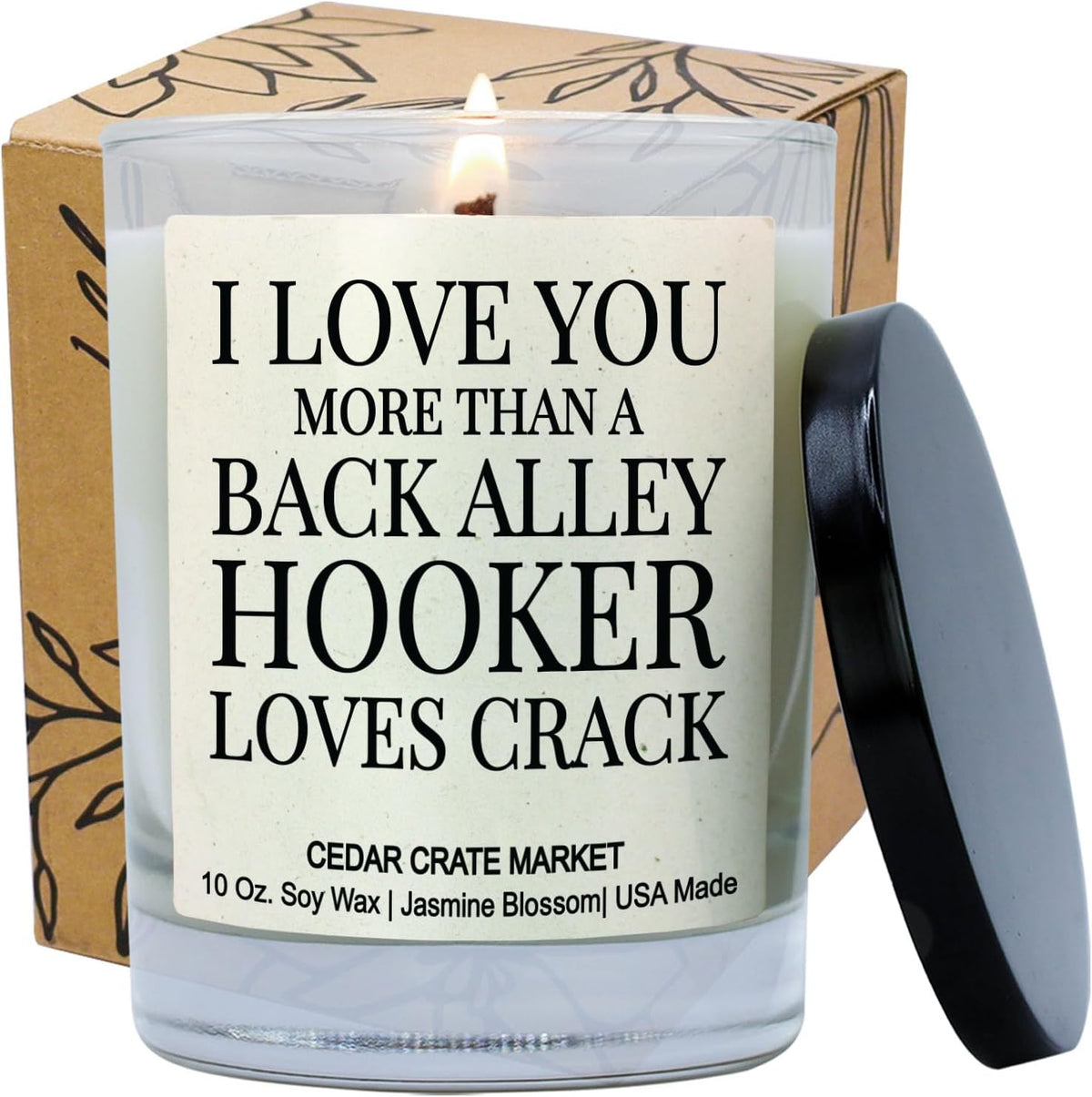 CEDAR CRATE MARKET Soy Candle, Jasmine Blossom, 10 oz, Best Friend Humor, Unique Birthday Gift for Women, Non-Toxic, Highly Scented, 50-60 Hours Burn Time