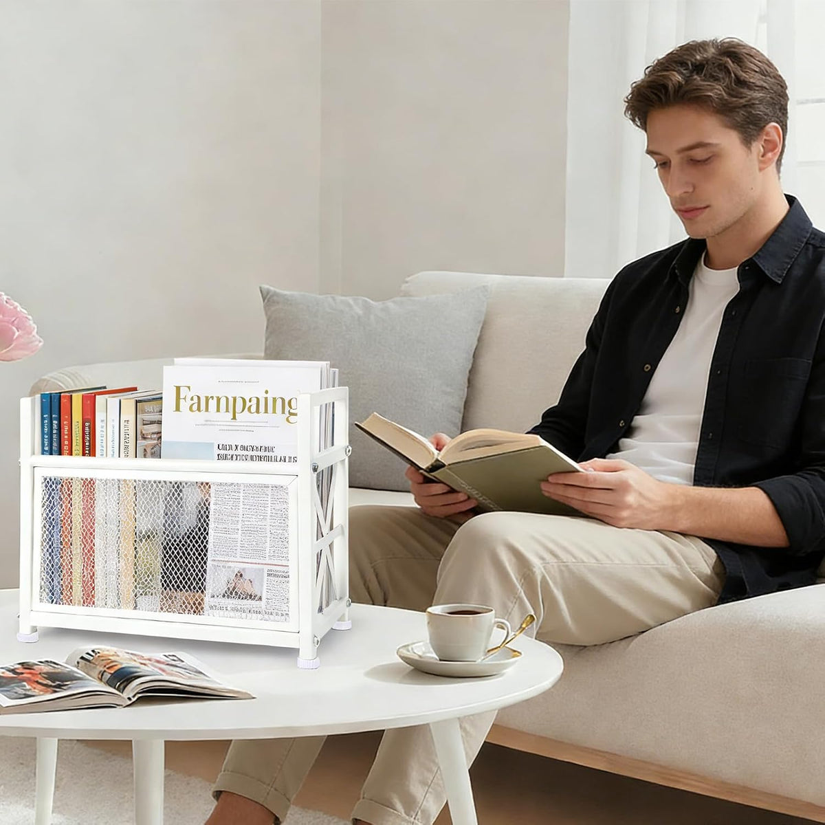 White Magazine Holder, Magazine File Holder