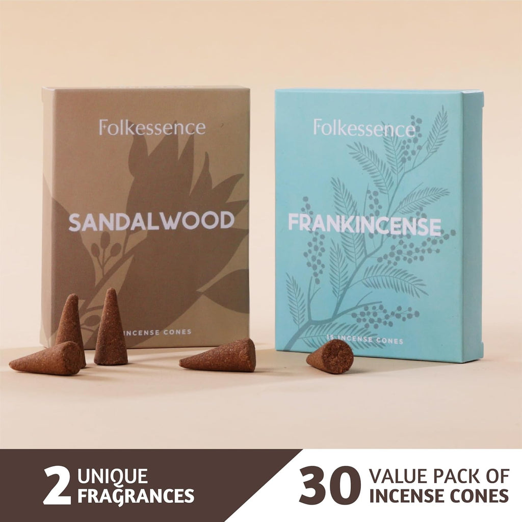 Folkulture Fall Incense Cones Frankincens & Sandalwood- Set of 2 (30 Cones)