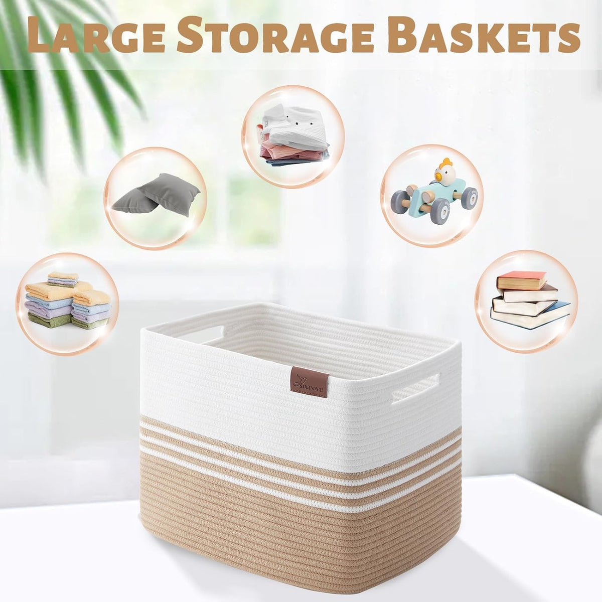 2 Pack Storage Baskets for Organizing, 16'*12"*12" Jute
