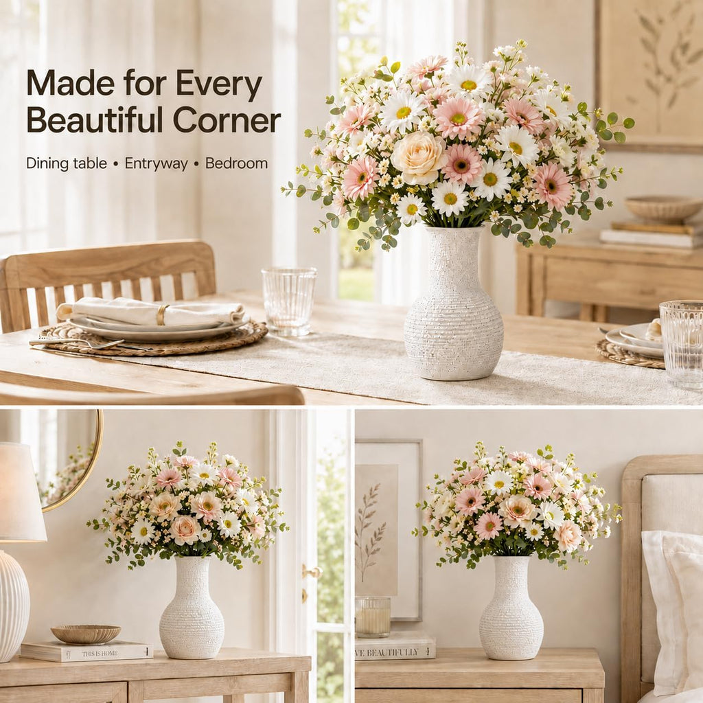 Nawaza Ceramic Flower Vase White Small Farmhouse Table Decor Vase V15