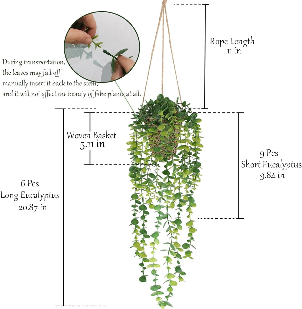 Nisoger Artificial Hanging Plants with Basket for Indoor Outdoor Decor