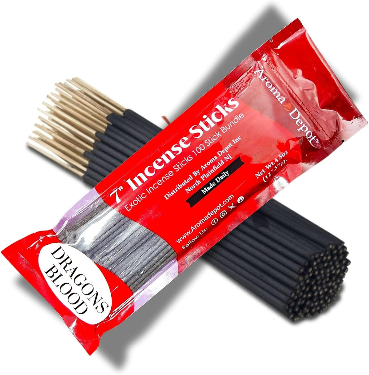 Aroma Depot Dragon's Blood 7" Incense Sticks - 85 Count, 7" Each, Burns 35-45 Mins, Exotic Long-Lasting Fragrance