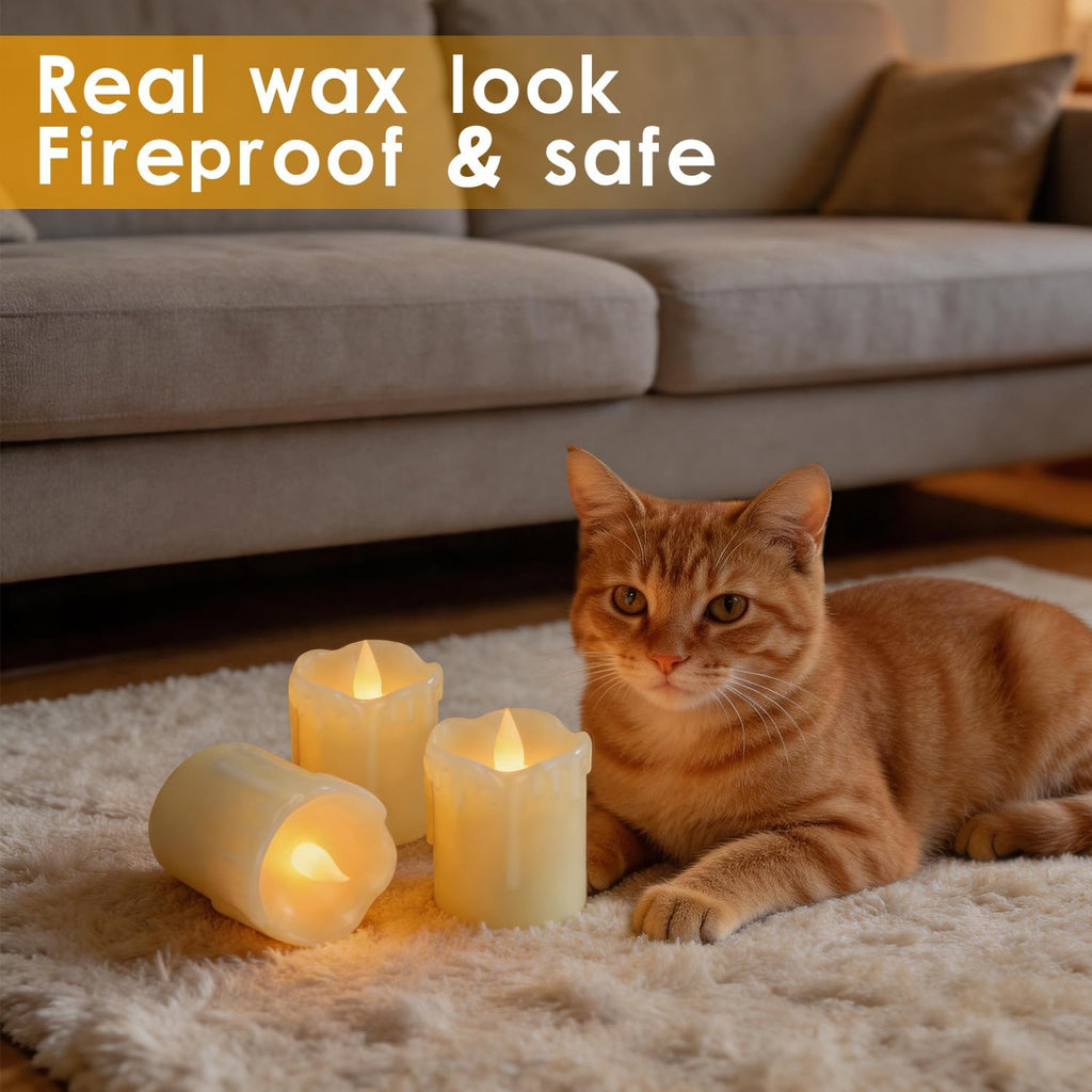 4 Pack Real Wax Flameless Candles with Remote, 2" x 2.5", Last 240H