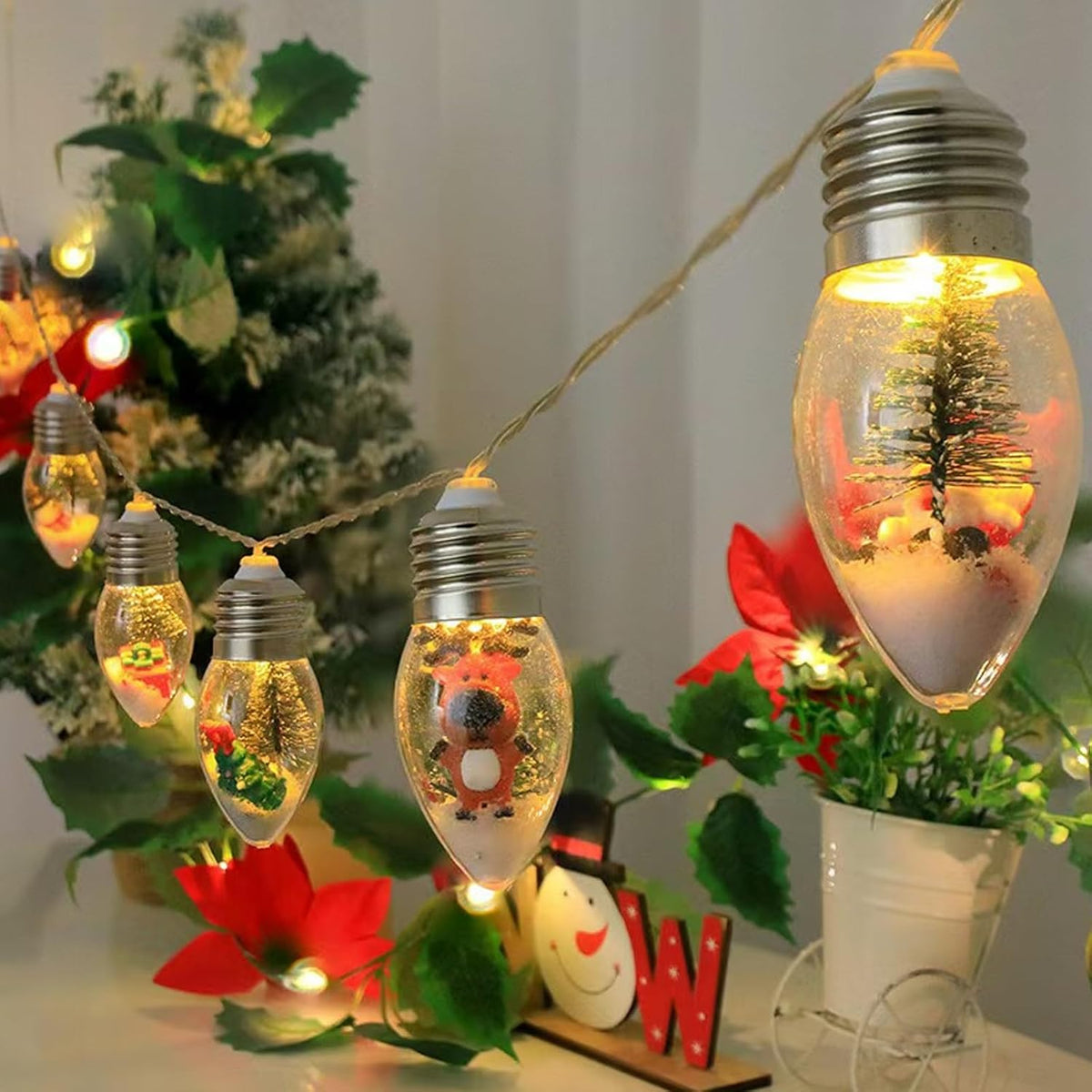Neioaas 6FT Christmas Tree String Light -10 LED Vintage Xmas Bubble Lights