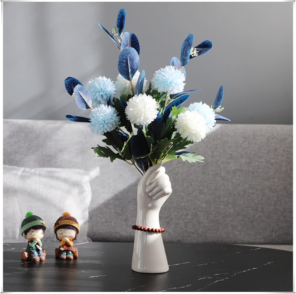 Modern Hand Shaped Decorative Vase,9.25''H Ceramic Body Vase, Art Small Flower Vase for Coffee Table Decor,Vases for Flowers,Shelf Living Room Home Farmhouse Table Decor