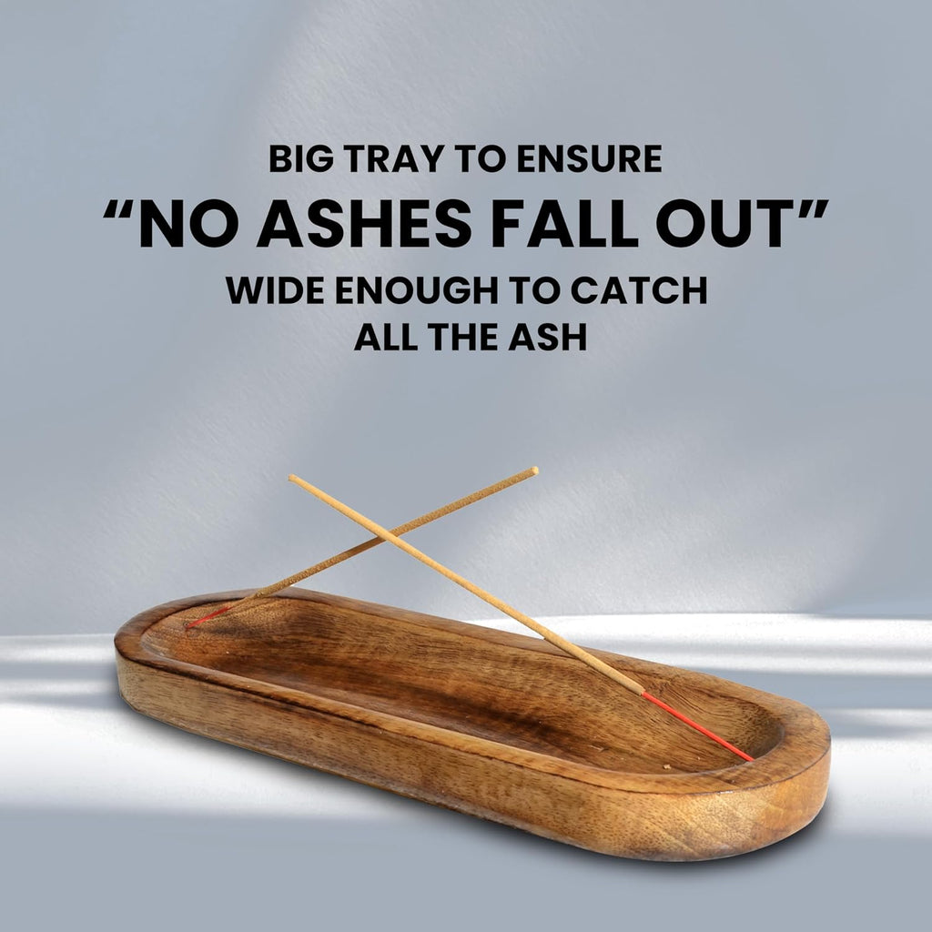 Incense Holder-Incense Burner/Ash Catcher-Handmade Wooden Insence Tray Home Decor 11x4x1.2 Inches