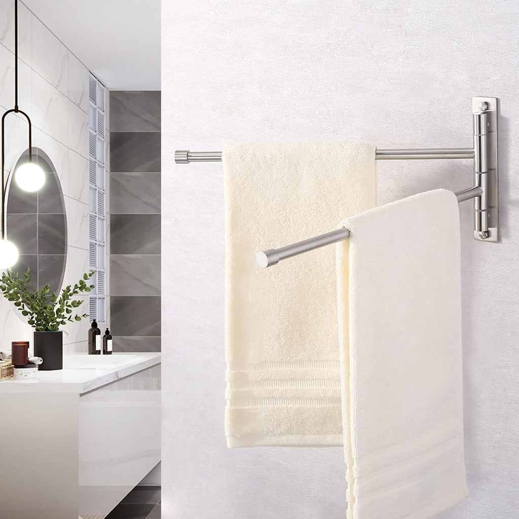 KES Bathroom Towel Bar 13.8 Inch, Swing Out 2-Arm, Wall Mounted