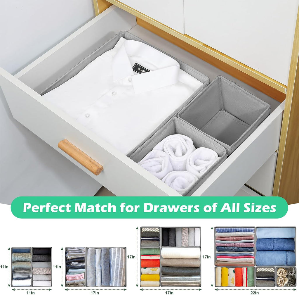 Drawer Clothing Organizer 16-Pack, Grey Underwear Dividers