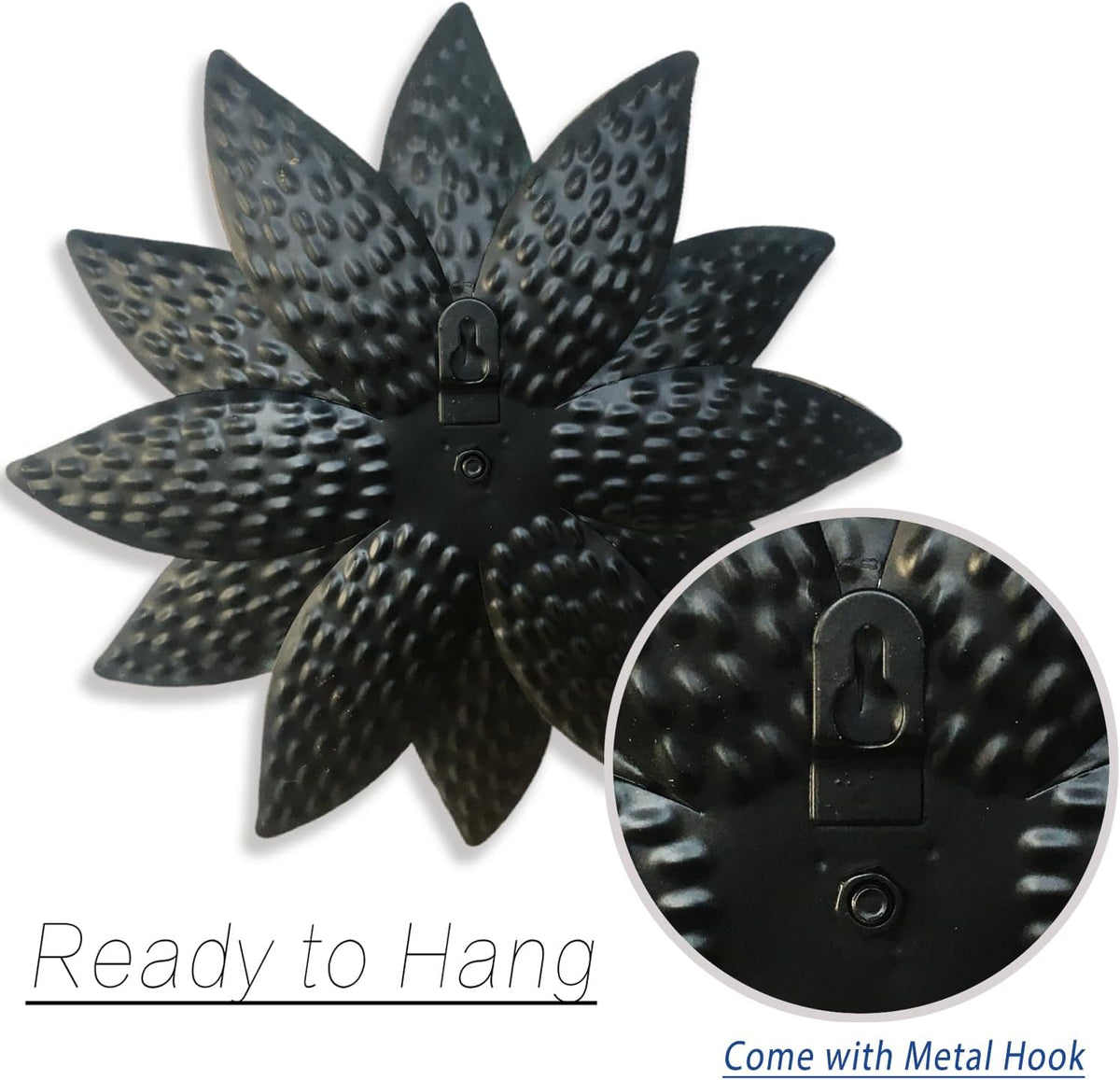 Metal Flower Wall Art Decor,10" Rustic Modern Antique Floral Sculpture, Distressed Iron Wall Hanging Home Decoration Accent Artworks for Indoor Kitchen Bedroom Living Office Outdoor Garden Patio