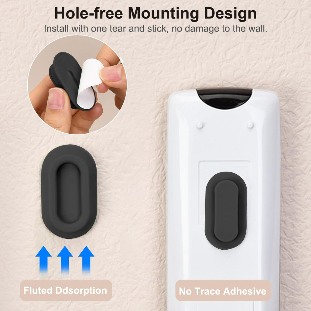 Magnetic Remote Control Holder Wall Mount 4 Pack Soft Silicone Remote Control Caddy with Strong Adhesive Remote Holder - Black