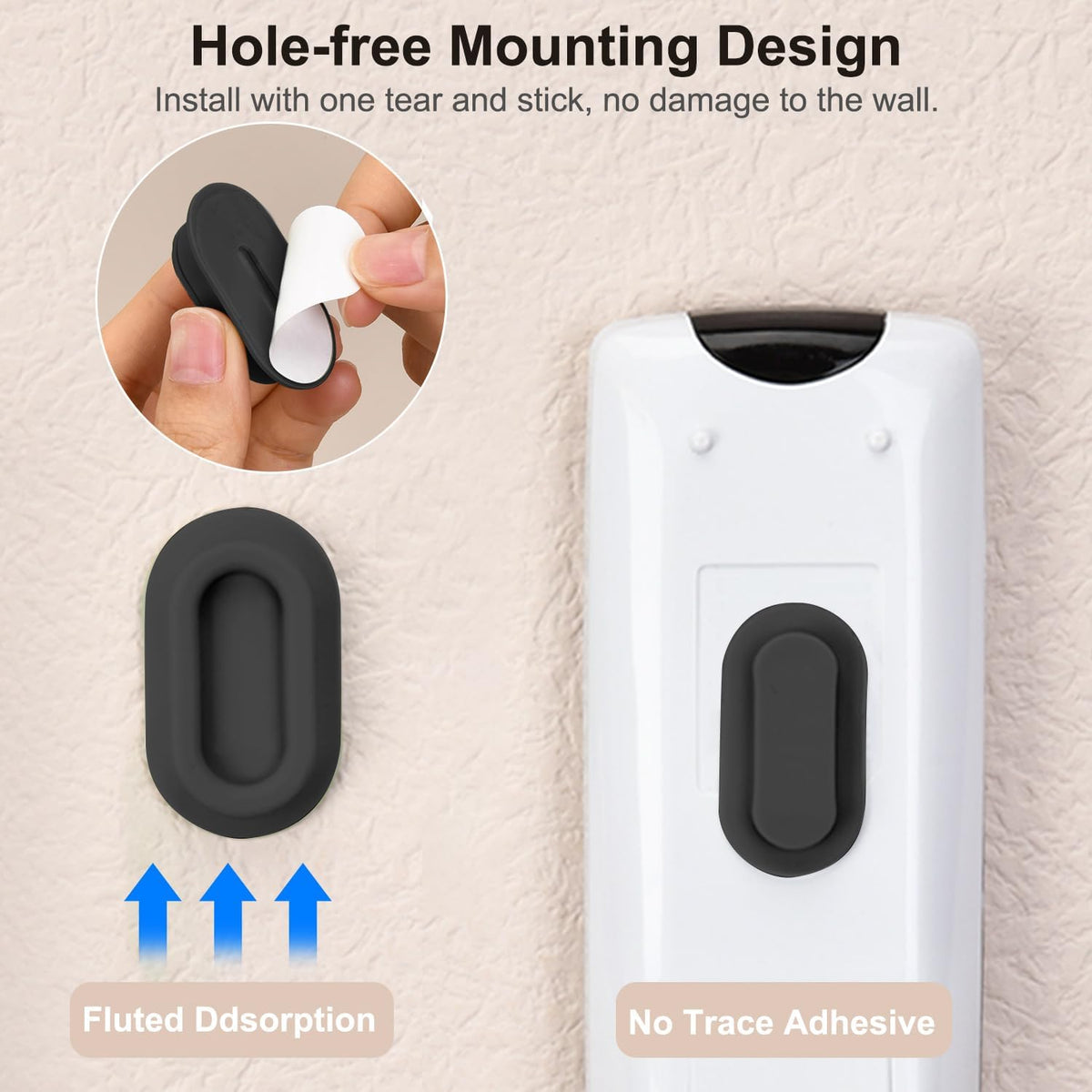 Magnetic Remote Control Holder Wall Mount 4 Pack Soft Silicone Remote Control Caddy with Strong Adhesive Remote Holder - Black