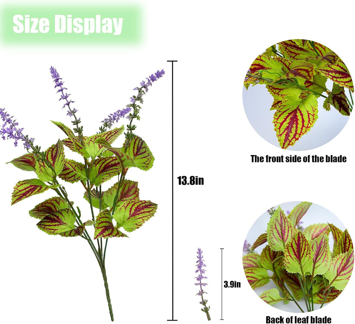 12 Bundles Artificial Coleus Flowers | UV Resistant No Fade Silk Faux Plants | Spring Summer Outdoor Fake Greenery for Garden Patio Planters Front Porch Pathway Decor (Green)