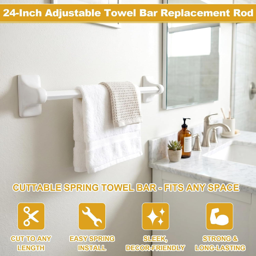 2 Pack 24 Inch Towel Bar Replacement Rod for Square Ceramic Holders
