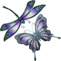 POXOHO Metal Butterfly & Dragonfly Outdoor Wall Decor Art Set of 2