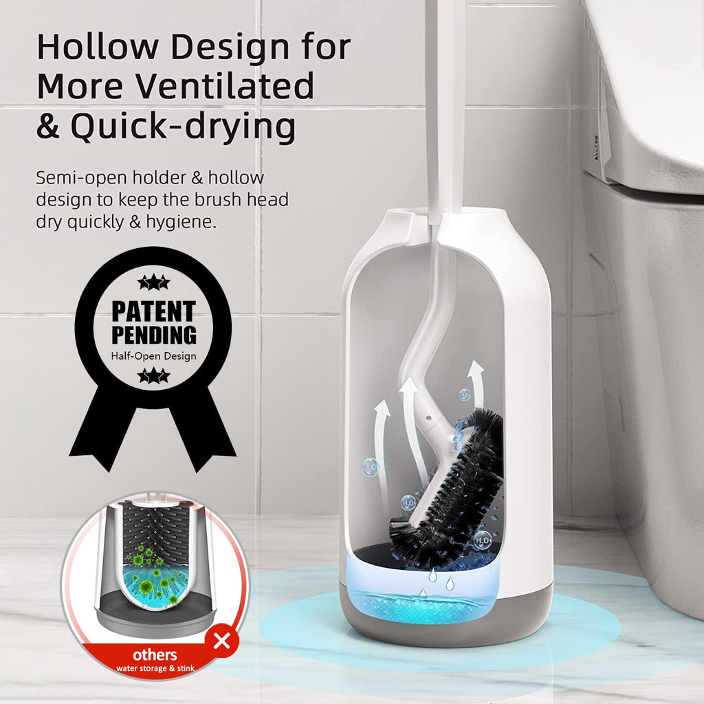 HAMITOR Toilet Bowl Brush Holder Set: Bathroom Deep Cleaning Scrubber