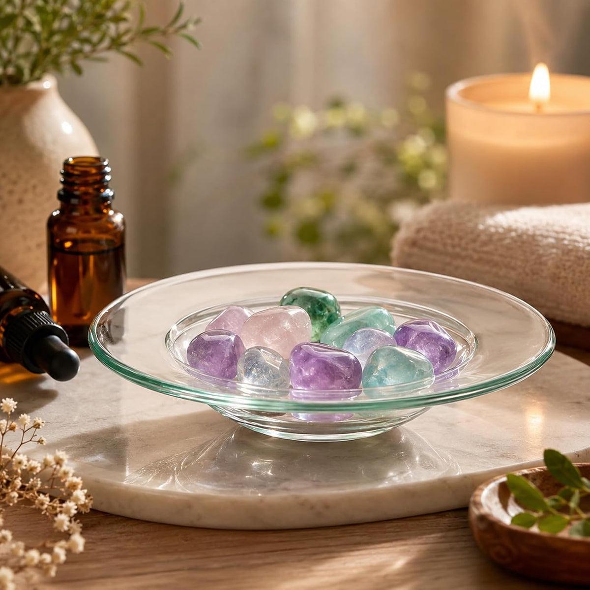 Replacement Glass Dish for Oil Burner and Wax Melt Burner, Round Glass Tray for Aromatherapy Lamp and Tart Warmer 12cm (4Pcs, 4.5")