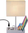 Multi-Functional Table Lamp with 3 USB Charging Ports & 2 AC Outlet, Silver