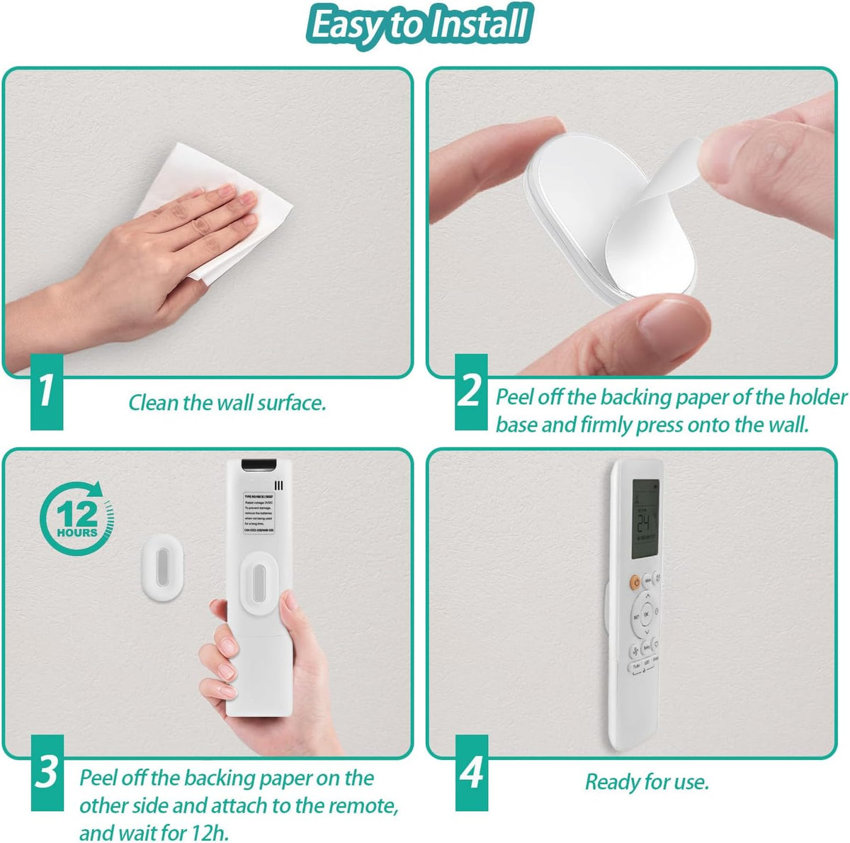 Freewindo Magnetic Remote Control Holder Wall Mount, 5 Pack TV Remote Holder Wall Mount, Silicone Remote Organizer Magnetic Remote Holder for Bed, TV, Ceiling Fan and Air Conditioner (White)