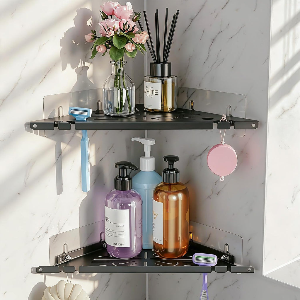 Corner Shower Caddy Adhesive, 2 Pack Shower Corner Organizer Shelf,No Drill