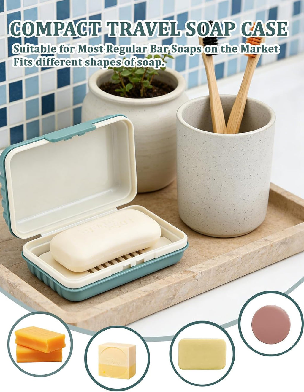 1 Pack Travel Bar Soap Holder Dish, Soap Case Box with Lid for Shower