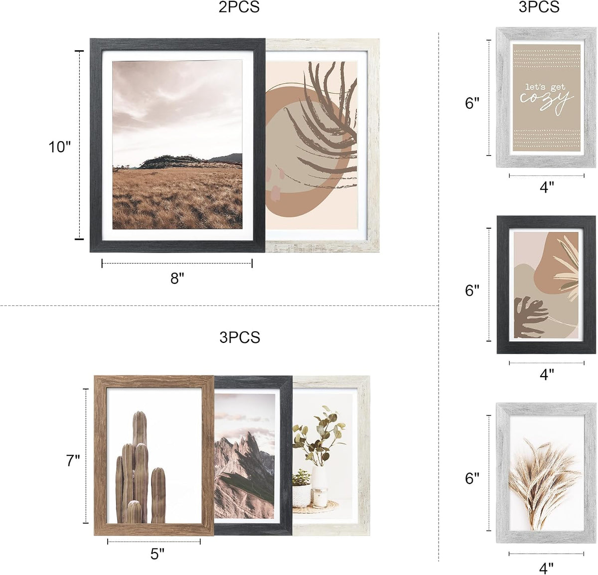 ArtbyHannah Gallery Wall Frame Set, 8 Pack Neutral Wall Decor, Multi-Color