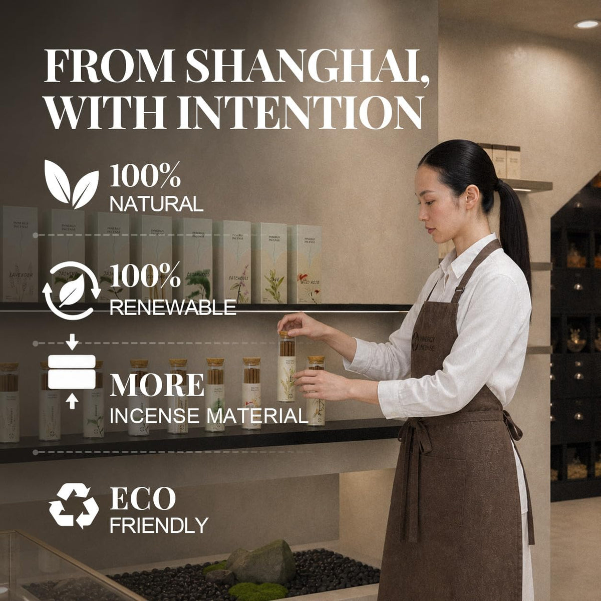 Innergy Coffee Square Incense Sticks, No Bamboo Core, 50 Count