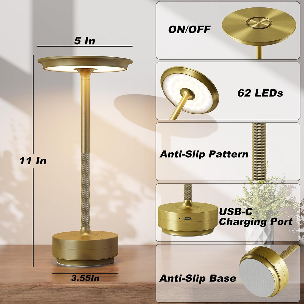 TBBGA 1 Pack Rechargeable Cordless Table Lamp, 5000mAh Battery Table Light