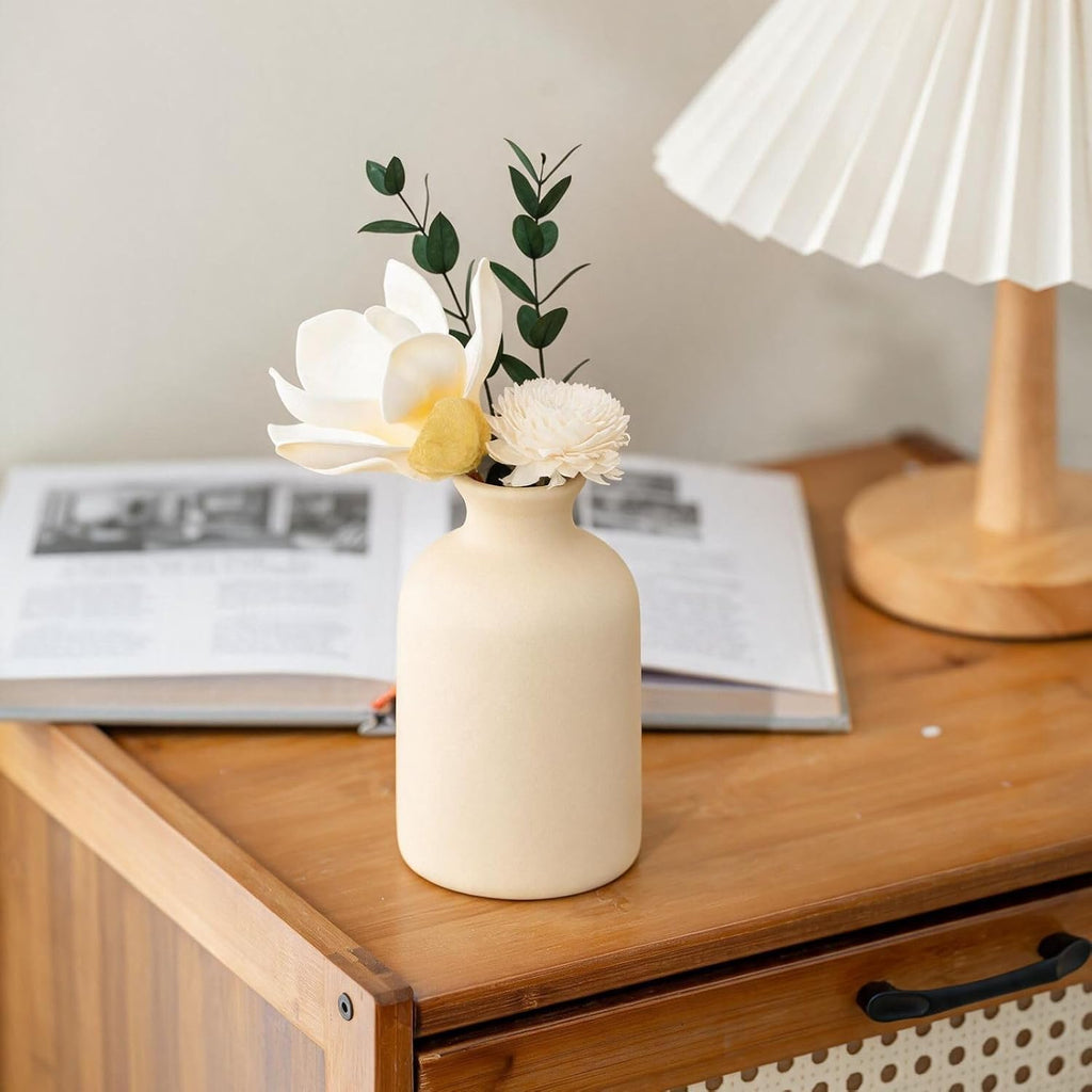 Small Ceramic Vase Set of 4,Modern Boho Farmhouse Flowers Vases