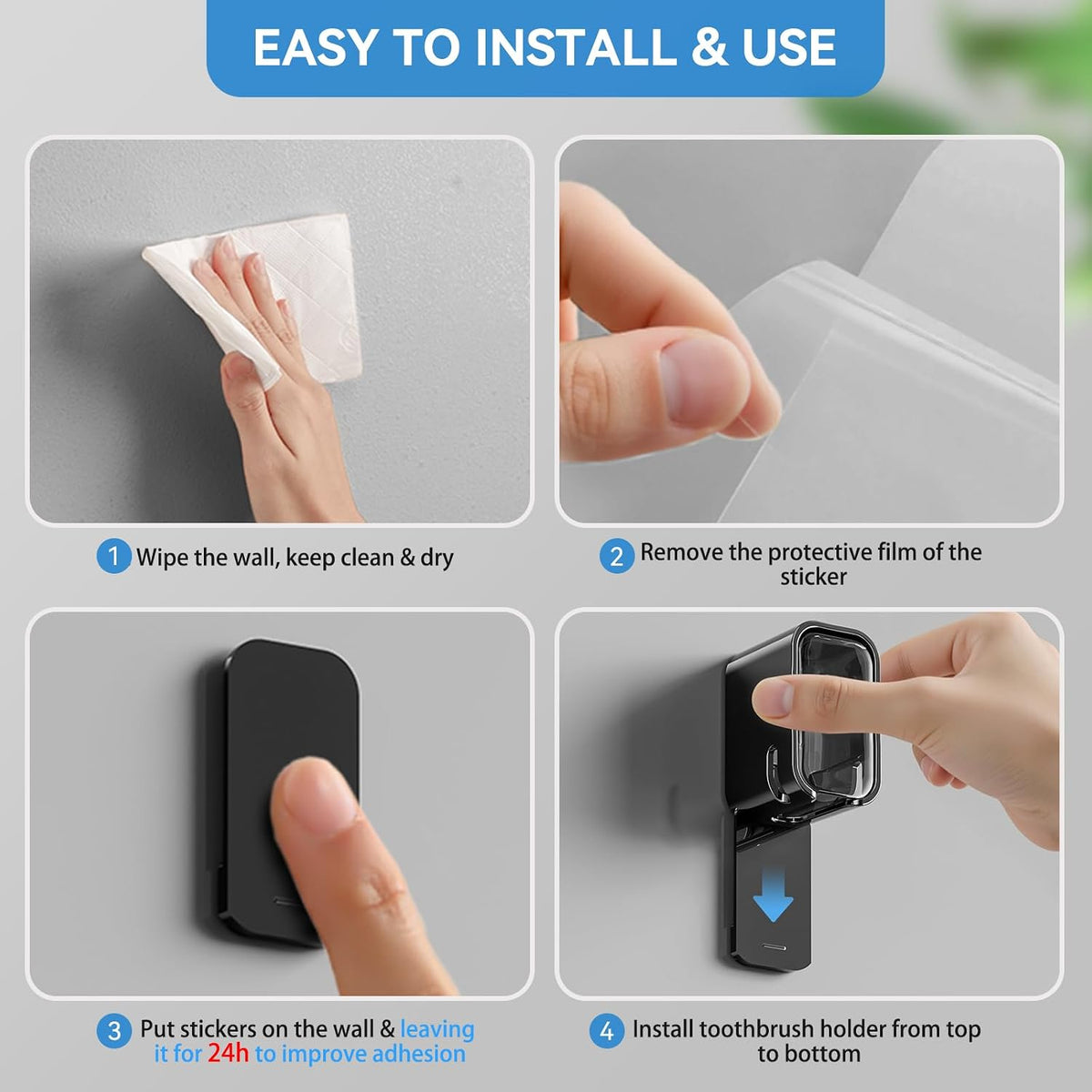 Toothbrush Holders for Bathrooms with Innovation Single Slot 2PCS