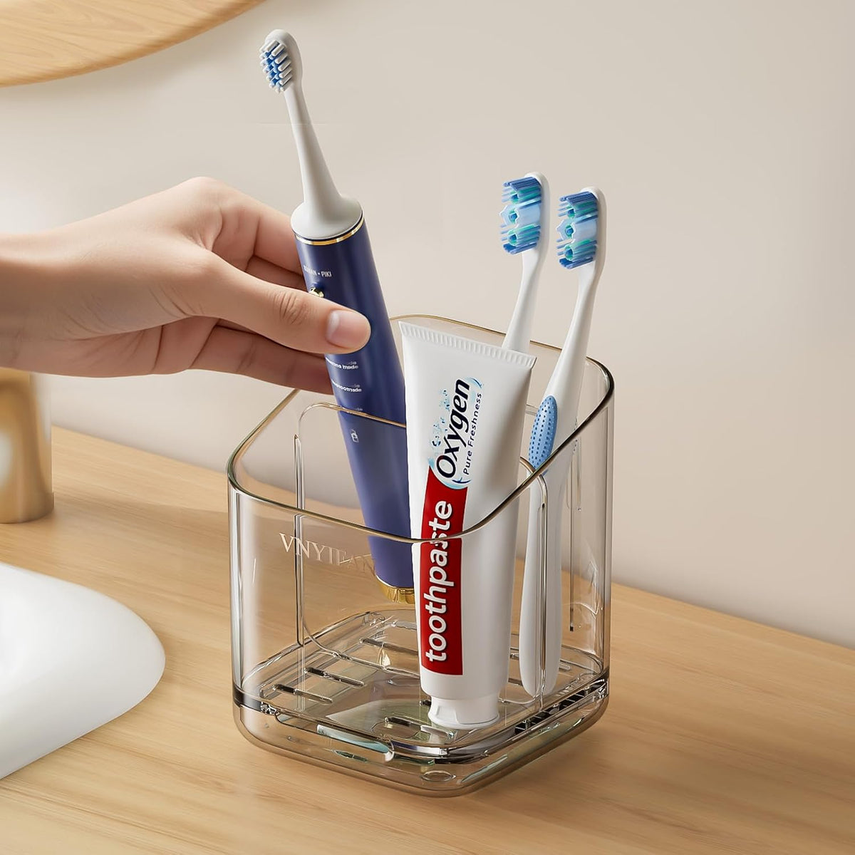 3 Slots Toothbrush Holders with Detachable Dividers for Bathrooms