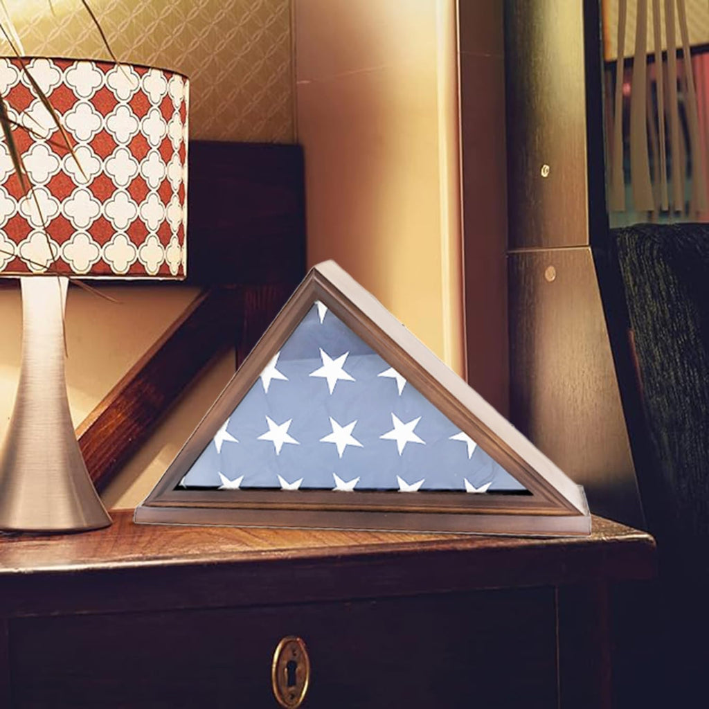Flag Display Case for 5'x9.5' Burial Flag, Solid Wood, Walnut Color