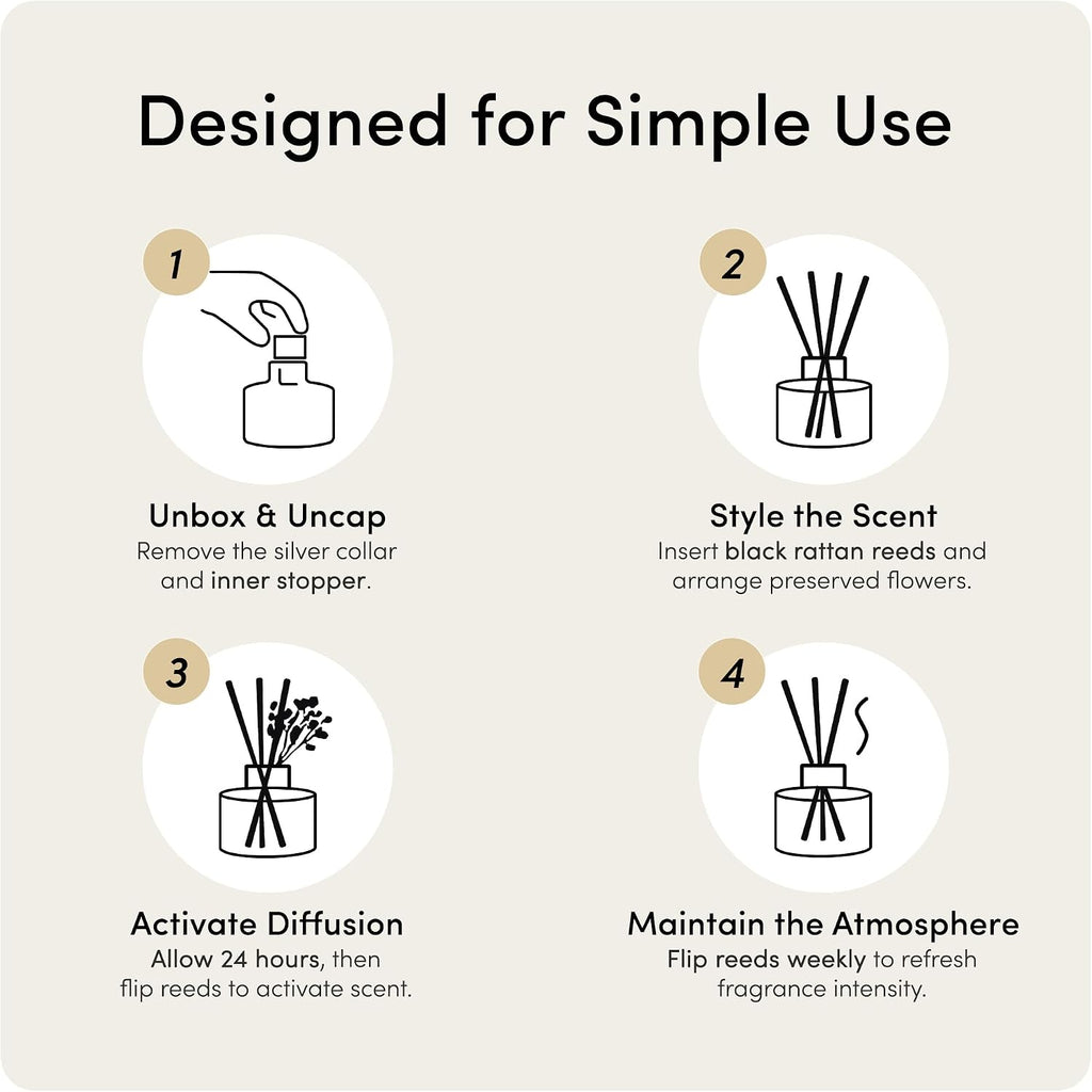 Reed Diffuser Set, White Jasmine 6.7 fl oz/ 200 ml, for Home